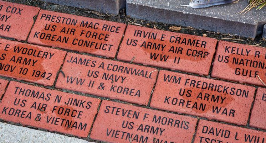 Photo of examples for engraved memorial bricks